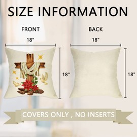 Ussap Merry Christmas Nativity Religious Decorative Throw Pillow Cover Set of 4, Cross Poinsettia Angel Dove Christian Cushion Case Decor, Xmas Snowflake Pillowcase Decorations for Sofa Couch 18 x 18
