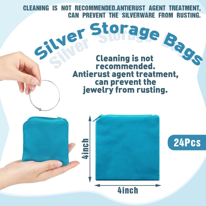 Geosar 24 Pcs Silver Storage Bags, Christmas Anti Tarnish Jewelry