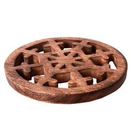 Purpledip Wooden Trivet 'Stellar Snowflake' Coaster Hot Pad Mat For Dining Table, Kitchen (11064)