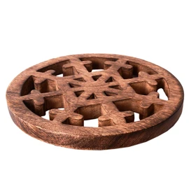Purpledip Wooden Trivet 'Stellar Snowflake' Coaster Hot Pad Mat For Dining Table, Kitchen (11064)