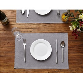 DAPU Linen Placemats Set of 6, 46 x 30cm 100% French Flax Washable Breathable Placemats, Grey