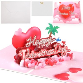 Bighan Pop Up Valentine's Day Card, 3D Valentine's Day Pop Up Greeting Cards Anniversary Pop Up Cards for Kids Men and Women Family, A