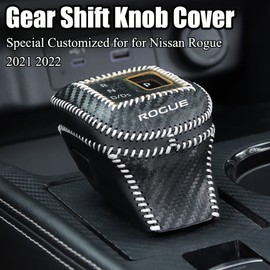 XITER Automatic Gear Shift Knob Cover Leather Boots Shift Lever Protector Trim for Nissan Rogue 2021 2022 2023 2024 2025 Interior Accessories(Carbon Fiber)