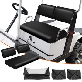 ZWPARTS Golf Cart Front Seat Covers Staple On Replacement for Yamaha G-11 / G-22 Golf Cart Seat Black Micro Fiber Leather Seat Cover