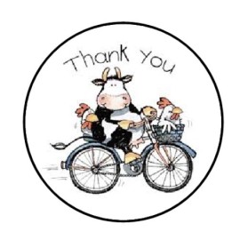 handmade 48 THANK YOU COW ENVELOPE SEALS LABELS STICKERS 1.2" ROUND