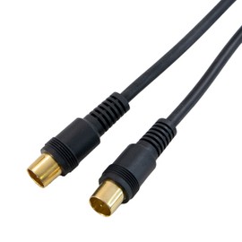 Maxar Electric Antenna Cable 3C Black Ends Straight Plug 2m for Connecting TV Recorder