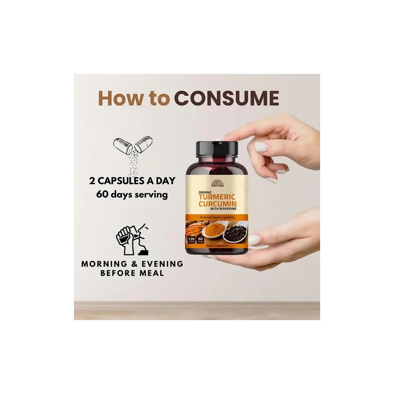 Hebhac Herbs Cúrcuma 1000 Mg Con Pimienta Negra 120c