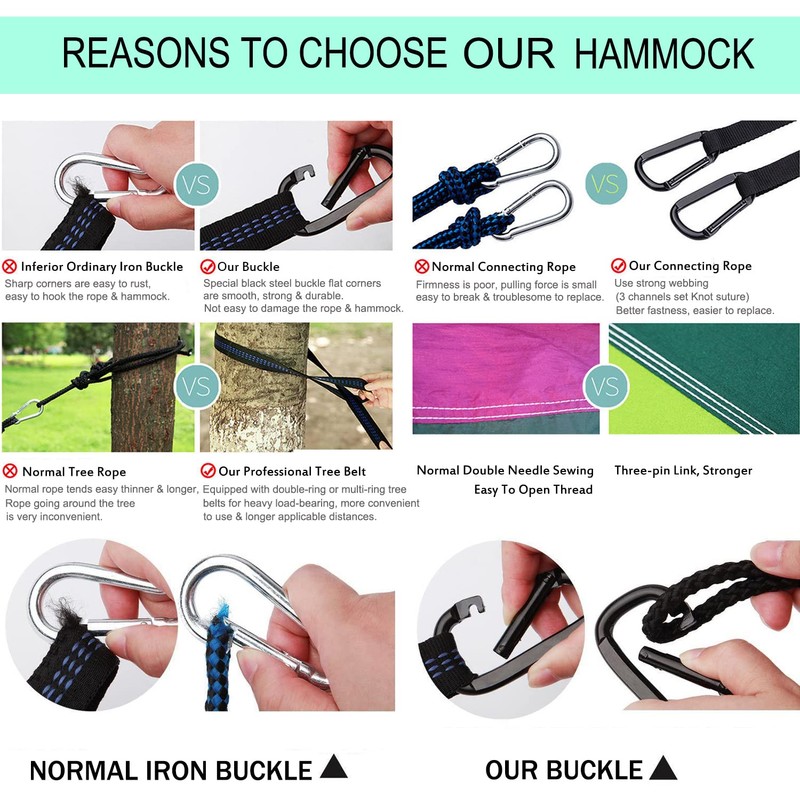 ERUW CozyHoliv Camping Hammock, Single Portable Parachute Hammocks for Outdoor