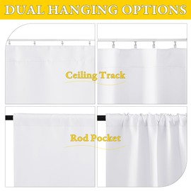 NICETOWN Bathroom Door Window Covering for Privacy, Thermal Insulated French Front Sliding Door Curtain Include Self Adhesive Curtain Track for Kitchen Cabinet, 25 x 40 inch Long, 1 Panel, Pure White