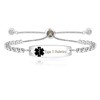 Yongxu Adjustable Health Alert Bracelet Cubic Zirconia Emergency Medical Alert
