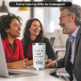 GOENMOOL Leaving Gifts for Colleagues Women Men, New Job Gift Coworkers Leaving Gifts, Funny 20oz Travel Mugs for Colleagues, Good Luck Work Colleague Retirement Presents