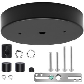 Biaungdo 6 Inch Ceiling Lighting Canopy Kit, Black Pendant Light Canopy Kit Metal Chandelier Ceiling Light Plate Cover with All Mounting Hardware for Chandelier Pendant Lighting Fixtures