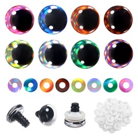 TOAOB 48 Sets 16mm Glitter Safety Eyes Doll Eyes Animals Eyes Plastic Craft Eyes Glitter Eyes Gradient with Washers for Crochet Animals Puppet Making