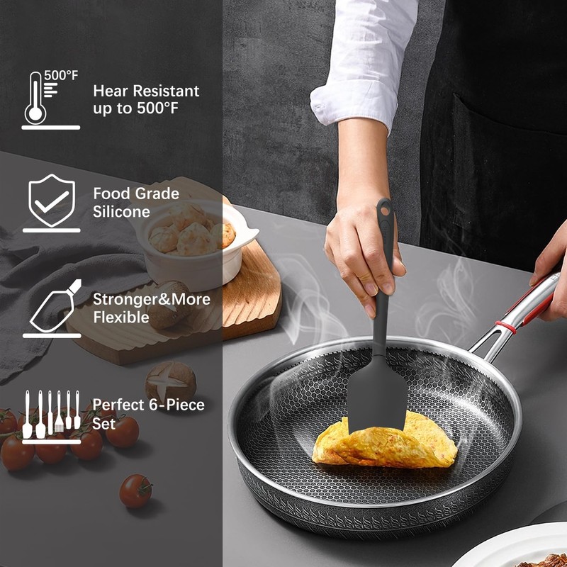 MiorBiit Silicone Spatula Set of 6, Food Grade, High Temperature