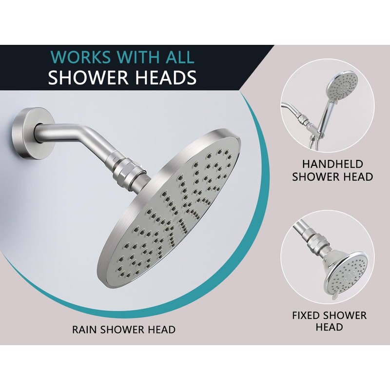 Shower Head Swivel Ball Adapter, Solid Brass Universal Angle Connector