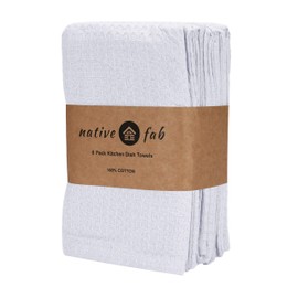 Native Fab - Toalla de cocina de algodón con lazo para colgar, 16 x 26 pulgadas, paquete de 6, toallas de cocina de tela gofre para limpiar el secado, paños de tela suaves y absorbentes, toalla de