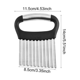 Jiakalamo Wellenschneider, gewellter Gemüseschneider aus Edelstahl für Kartoffeln, Karotten, Gemüse und Obst, platzsparendes Küchenwerkzeug, Pommes Frites Schneider(Silberschwarz)