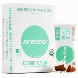 JONESBAR (Coconut Almond, 12 Count (Pack of 1)) USDA Organic Fruit & Nut Bar, Non-GMO, Kosher, Vegan, Gluten Free, Simple Snack Bar