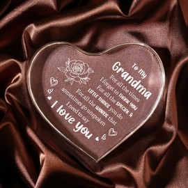Milcier Gifts for Grandma, Grandma Birthday Gifts - Heart Shaped Acrylic Keepsake - Best Nana Gifts from Grandkids, Valentine's Day Birthday Present for Grandmother