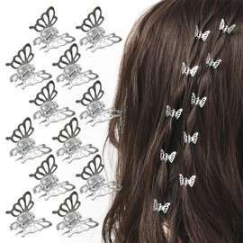 20 Pinzas Para El Cabello De 2 Cm (0,8") Con Forma De Mariposa, De Metal, Mini, Bonitas Y Modernas, Color Plata.