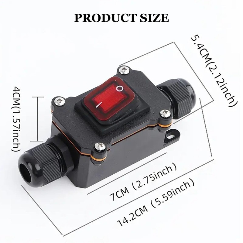 SIGANDG IP68 Waterproof Inline Switch Rocker Switch Cable Switch 12V