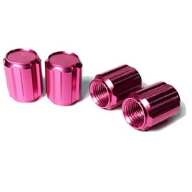【COTRAX】Set of 4 Aluminum Alloy Air Valve Caps for Wheel Tires, Lightweight, Universal Parts for Cars and Motorcycles, Gear-shaped Dress-up Caps (Pink)
