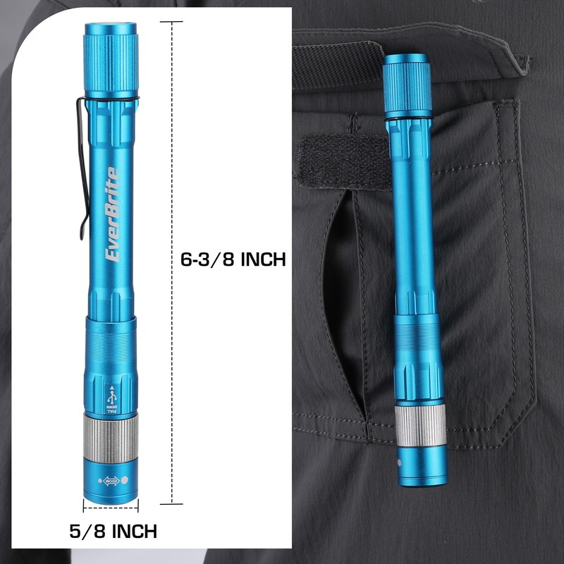 EverBrite Pen Light, Rechargeable Pen Flashlights, 300 Lumens Zoomable LED