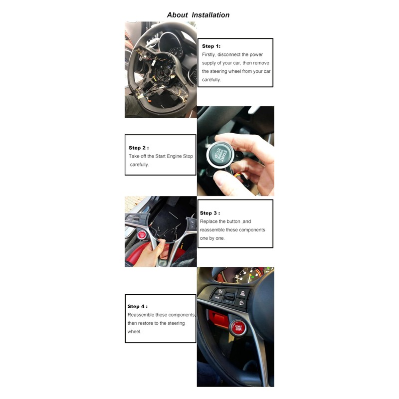 ANGELGUOGUO Red ABS Car Engine Start Stop Switch Button Cover