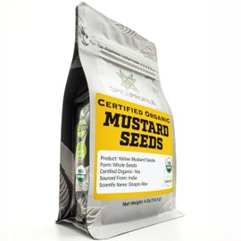 Spice Profile | USDA Certified Organic Yellow Mustard Seeds (Whole) | Resealable 4oz Pack Perfect for Pickling, Cooking, House Made Rubs & Dips