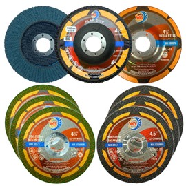 WA 9PACK - 4 1/2" DIY Hobby Kit for Angle Grinder, Including 【6PCS Cutting Wheels】+【1PC Depressed Center Grinding Wheel】+【2PCS Grit 40#80# Flap Discs(Zirconia/Aluminum Oxide)】