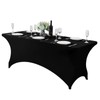 Black Stretch 6 Feet Table Cover Durable Elastic Tablecloth for