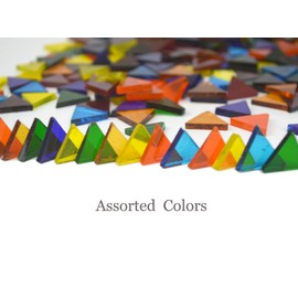 Lanyani 700 Pieces Stained Glass Triangle Mosaic Tiles Cathedral Glass Translucent Assorted Bright Colors 1.1lb/500g