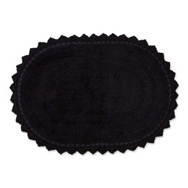 DII Crochet Collection Reversible Bath Mat, Small Oval, 17x24, Black