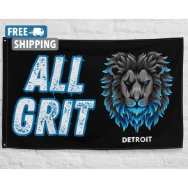 Ridiculous Awesome Designs Lions Banner All Grit Flag Lions Fan Detroit Football Dad Gift Man Cave Decor