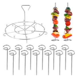 15 stainless steel barbecue skewers, roulade needles, meat skewers set, 304 stainless steel kebab skewers for hot air fryer, skewers, cooking grate, oven, hanging and standing grill skewers, kabob