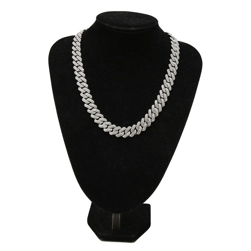 19.7in Necklace Rhombus Full Rhinestones Cool Double Layered Chain Necklace