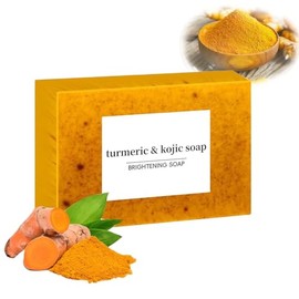 Jabón de Cúrcuma Hecho a Mano para Rostro y Cuerpo  Cúrcuma Natural,Aclara la Piel, Suaviza y Limpia, Incluye Suero Facial, Apto para todo tipo de... 