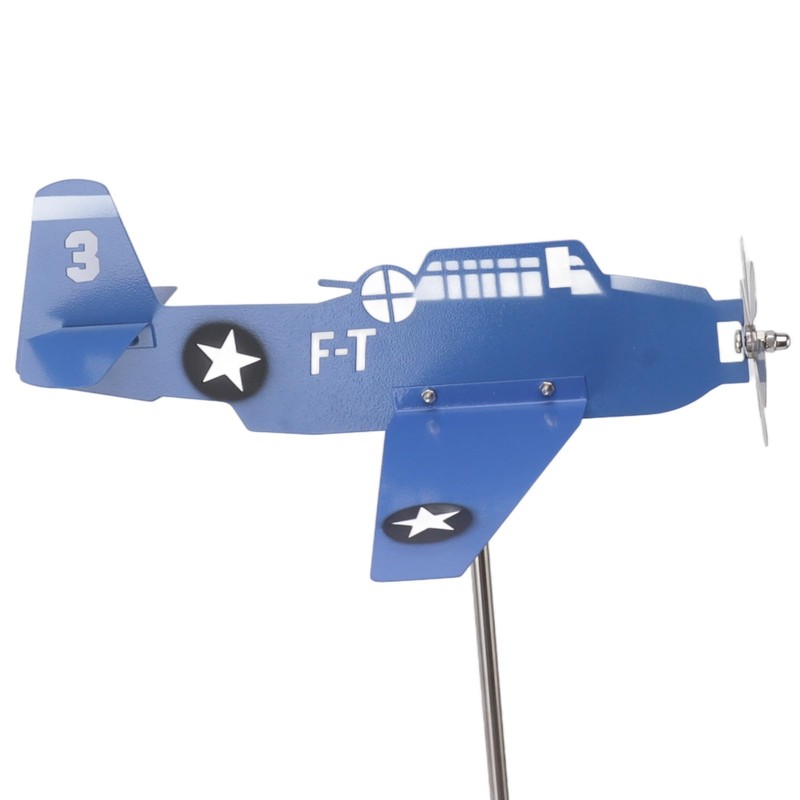 Airplane Weather Vane, Metal Wind Spinner for Garden Yard, Blue,