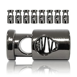 Metal Cord Stoppers Set of 8 Cord Clamp Straight Shape (1 Hole) for Ropes Jackets Hand Bags Color Titanium