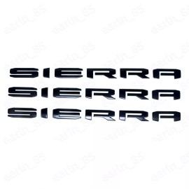 GMC 3PC Set GLOSS BLACK 2019-2025 GMC SIERRA LETTER EMBLEM SLT SLE 1500 2500 3500