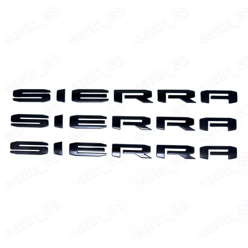 GMC 3PC Set GLOSS BLACK 2019-2025 GMC SIERRA LETTER EMBLEM