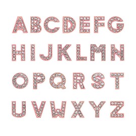 MAHAVIMOKSA 8mm A-Z Rhinestone Alphabet Letter Slide Charms for DIY Craft Jewelry Making (Rose Gold-26pcs)