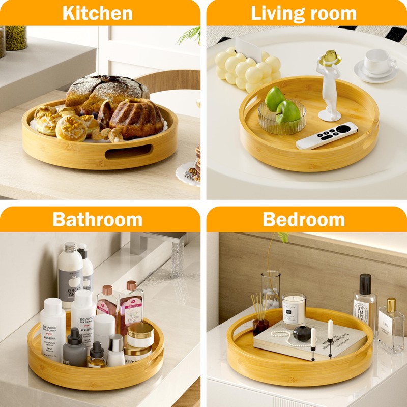 Lazy Susan Organizer Homerays 12 Inch Non-Skid Bamboo Lazy Susan