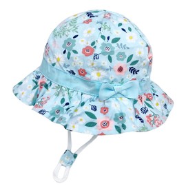 imKutie Baby Girl Sun Hat, UPF 50+ Toddler Girls Floral Bow Lightweight Cotton Summer Hats Adjustable Beach Holiday Hat for 6 Months-4 Years