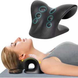 Comfort Life 를 위한 컴포트라이프 목 스트레칭기 근육 이완 및 TMJ 어깨 이완기 경추 견인 장치 베개 블랙 [Dark Blue] ComfortLife Neck Stretching Device for Muscle Relaxation and TMJ Shoulder Relaxation Cervical Traction Pillow Black [Dark Blue]