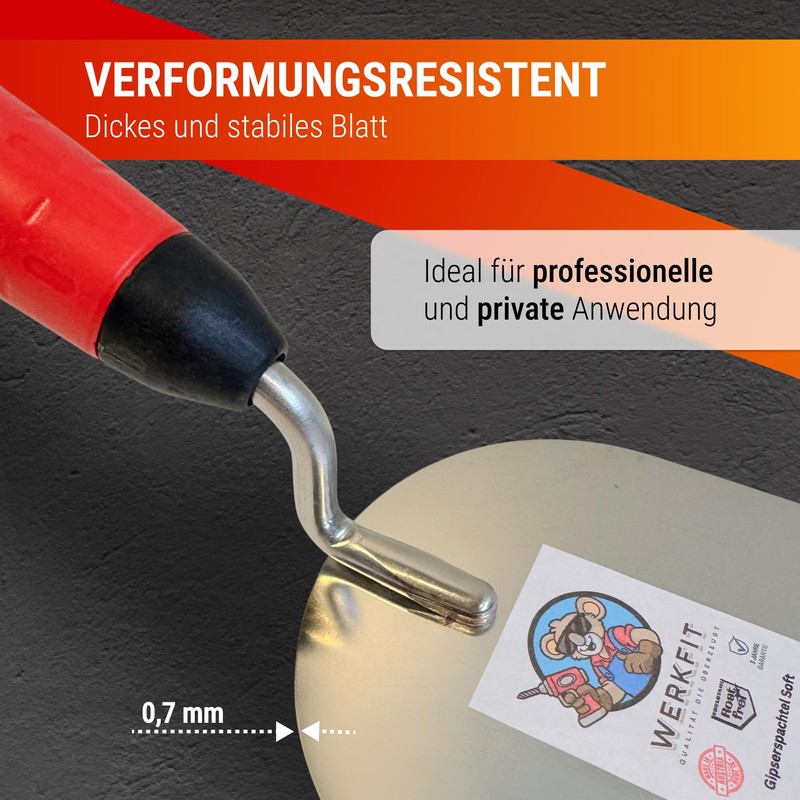 WERKFIT Professional Plastering Trowel Made of Stainless Steel 100 mm