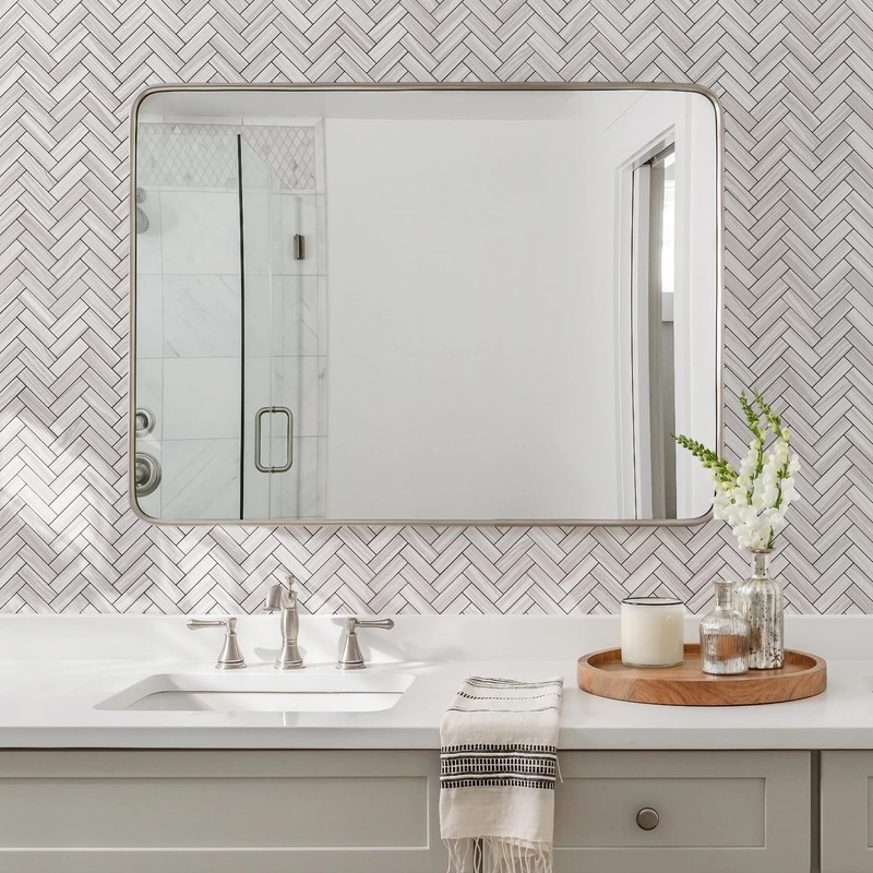 STICKGOO 10-Sheet Peel and Stick Backsplash, PVC Backsplash Tile, Herringbone
