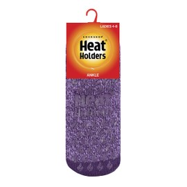 Heat Holders - Ladies Low Cut Ankle Slipper Socks with Non Slip Rubber Sole (4-7, Purple (Pisa))
