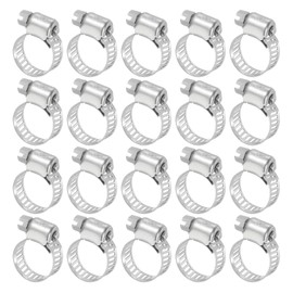 sourcing map Stainless Steel Hose Clamp, Worm Gear Clamp Adjustable 2/5"- 5/8"(10-16mm) Fuel Line Hose Clamps Duct Clamp for Pipe Plumbing Automotive Mechanical (Pack of 20)