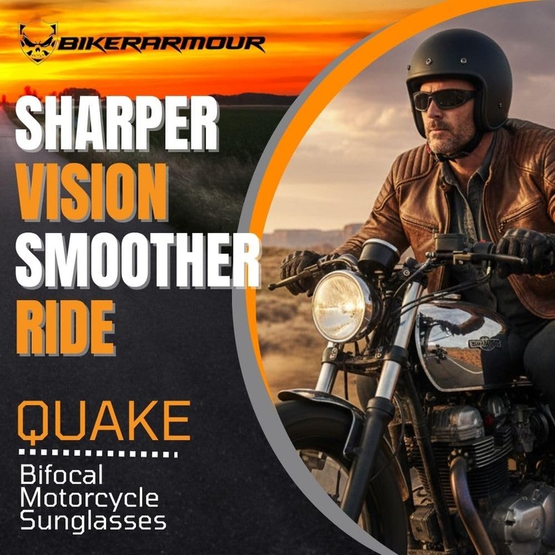 Bikershades Motorcycle Bifocal Sunglasses +1.00 Foam Padded Wind Proof ANSI